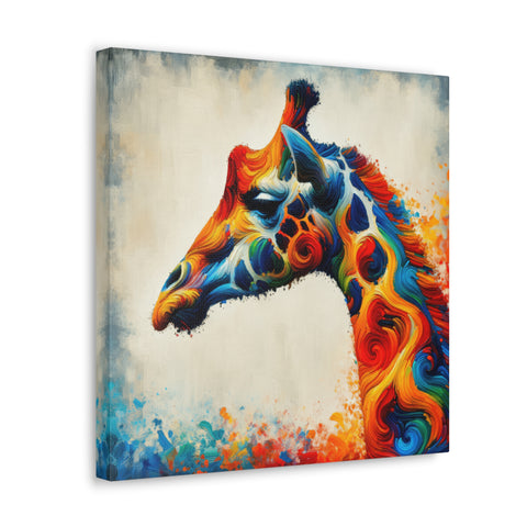 Spectrum Serenity: A Giraffe's Reverie - Canvas Print