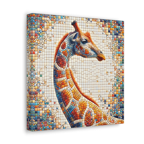Mosaic Majesty: The Giraffe's Gaze - Canvas Print