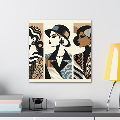 Chic Silhouettes: A Triptych of Elegance - Canvas Print