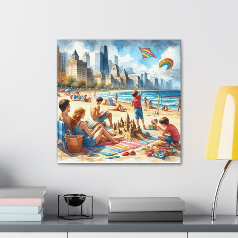 Spectral Shores: A Symphony of Sand and Sky - Canvas Print