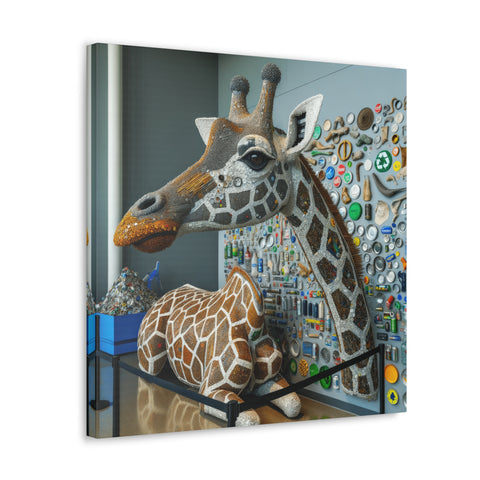 Mosaic Majesty: The Giraffe of a Thousand Pieces - Canvas Print