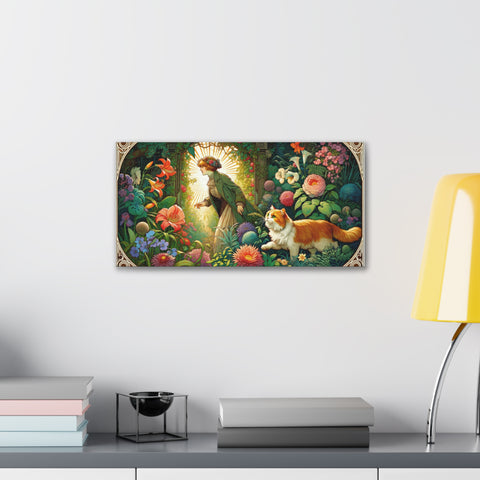 Enchanted Arboretum: A Tale of Blossoms and Whiskers - Canvas Print