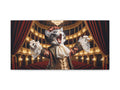 A humorous canvas art piece featuring an anthropomorphic cat character dressed in vintage formal attire conducting an opera with two other cat figures in an opulent theater setting.