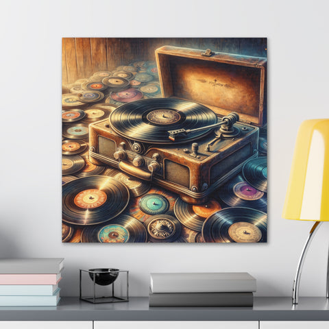 Vinyl Vortex: The Retro Rhapsody - Canvas Print