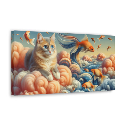 Whiskers & Waves: A Feline Fantasy - Canvas Print