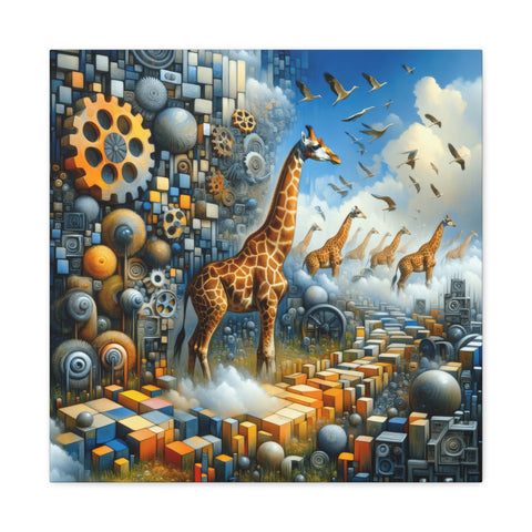 Giraffes of the Gearbound Savannah - Canvas Print