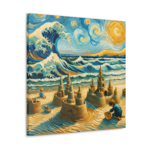 Sandswept Dreams under Van Gogh Skies - Canvas Print