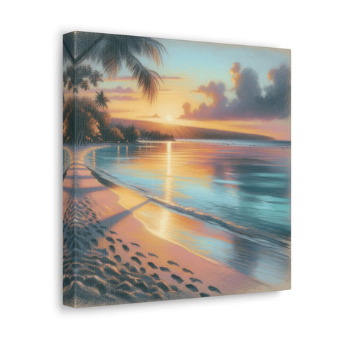 Sunset Whispers on Coral Sands - Canvas Print