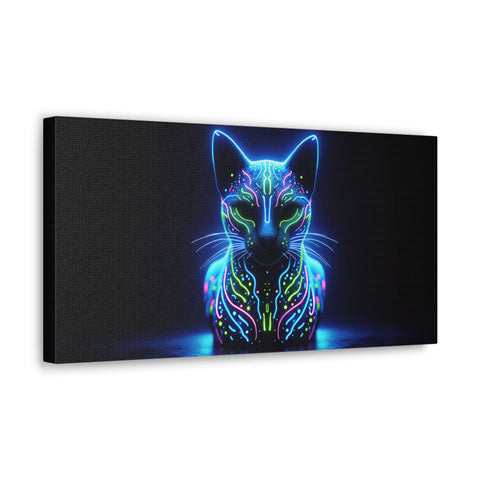 Cosmic Feline: The Neon Whisperer - Canvas Print
