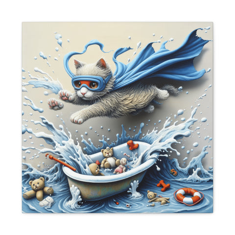 The Aquatic Adventures of Captain Whiskers - Canvas Print
