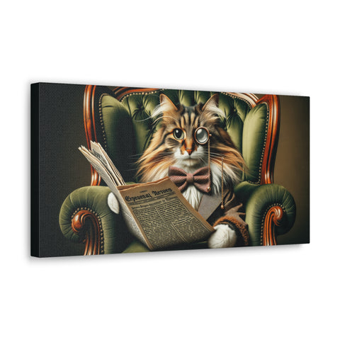 The Erudite Feline: A Scholar's Repose - Canvas Print