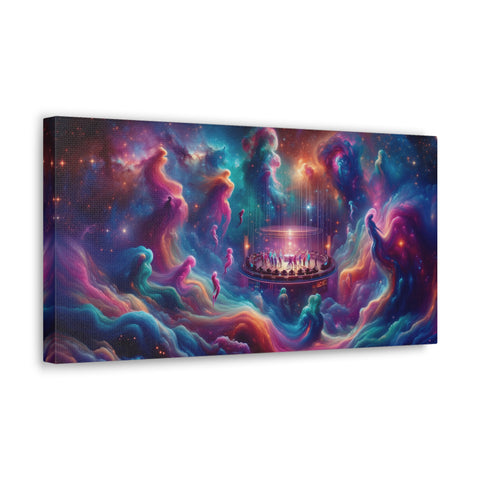 Celestial Swing: A Cosmic Symphony - Canvas Print