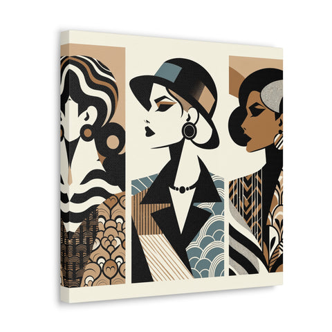 Chic Silhouettes: A Triptych of Elegance - Canvas Print