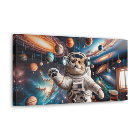 Cosmic Curiosity: A Feline Odyssey - Canvas Print