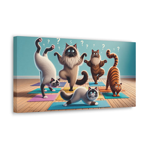 Feline Zen: The Curious Cats' Conundrum - Canvas Print