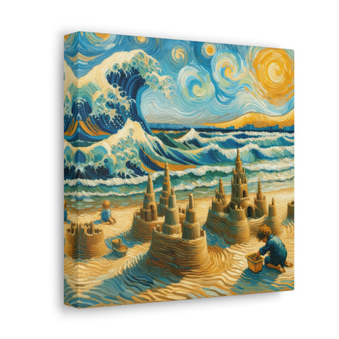 Sandswept Dreams under Van Gogh Skies - Canvas Print