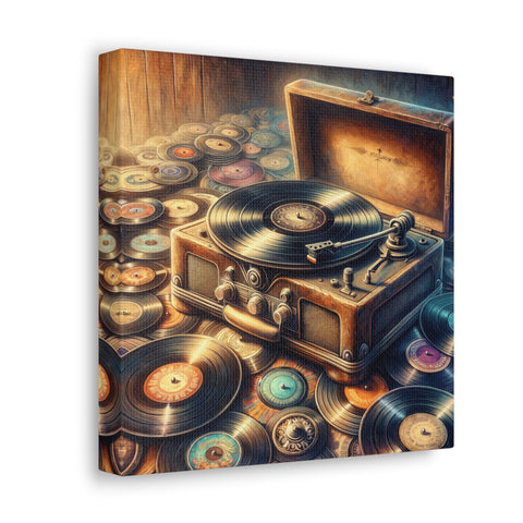 Vinyl Vortex: The Retro Rhapsody - Canvas Print