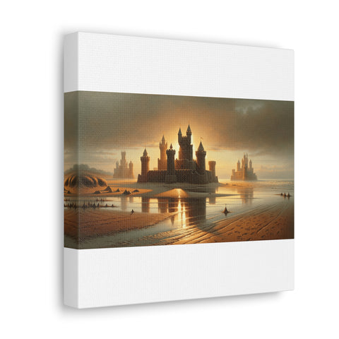 Sunset Bastions: A Sandcastle Dreamscape - Canvas Print