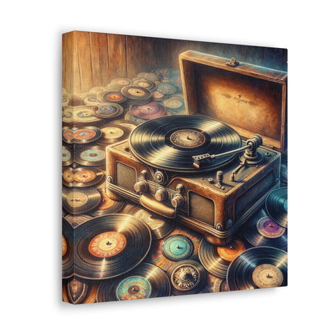 Vinyl Vortex: The Retro Rhapsody - Canvas Print