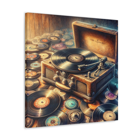 Vinyl Vortex: The Retro Rhapsody - Canvas Print