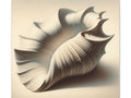 A highly-detailed, realistic canvas art of a spiral seashell with intricate patterns on a soft beige background.