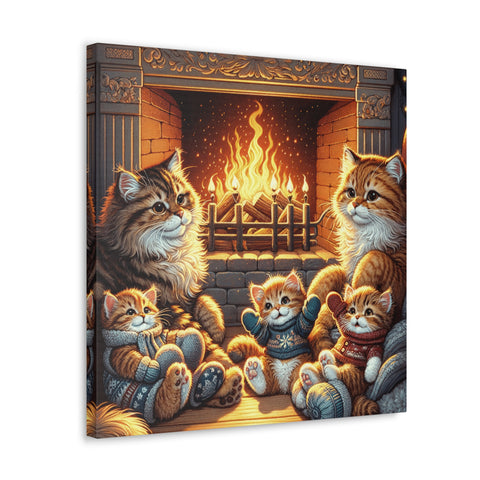 Whiskers by the Warmth - Canvas Print