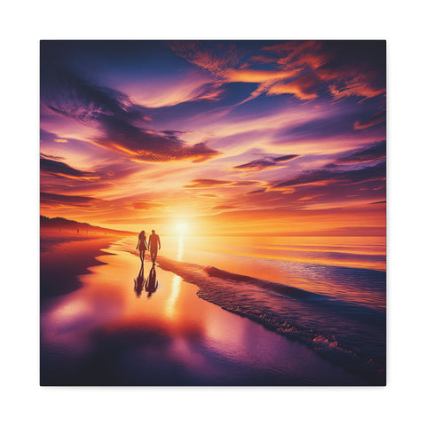 Twilight's Embrace on Lovers' Shore - Canvas Print