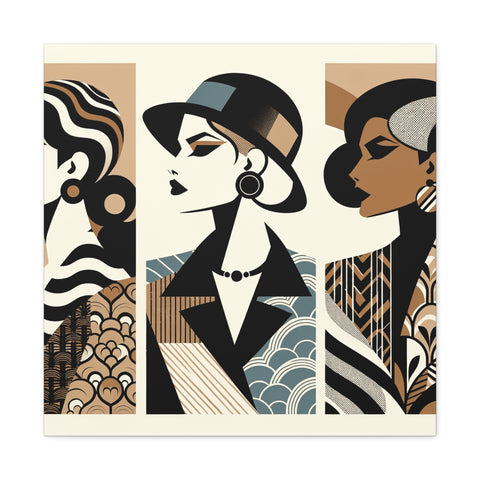 Chic Silhouettes: A Triptych of Elegance - Canvas Print