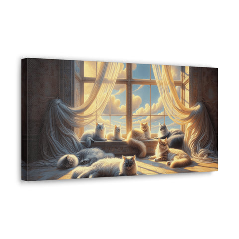 Sunlit Serenity: The Feline Repose - Canvas Print