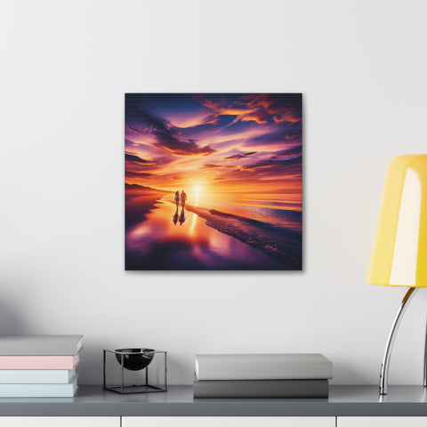 Twilight's Embrace on Lovers' Shore - Canvas Print