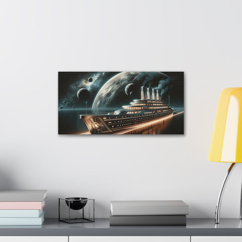 Celestial Liner: Voyage to the Cosmic Shores - Canvas Print