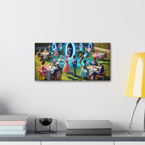 Temporal Tea Party: A Cosmic Soiree - Canvas Print