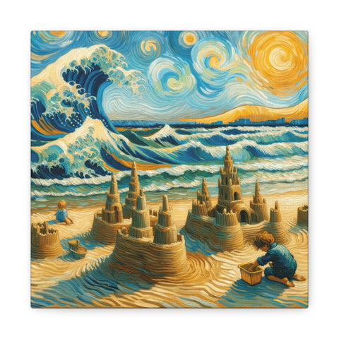 Sandswept Dreams under Van Gogh Skies - Canvas Print