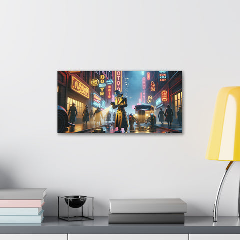 Neon Nocturne: A Glimpse into Tomorrow - Canvas Print