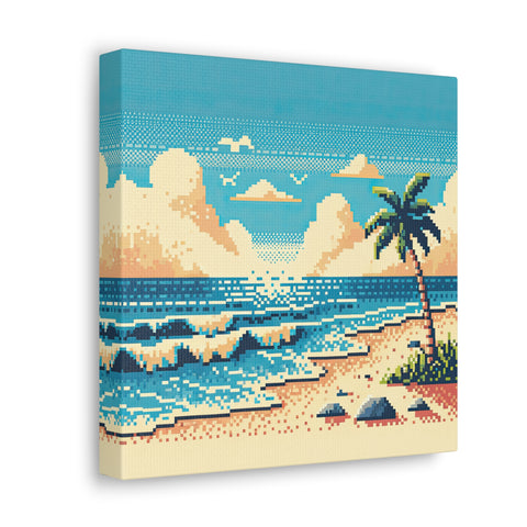 Pixel Paradise: A Digital Seascape - Canvas Print
