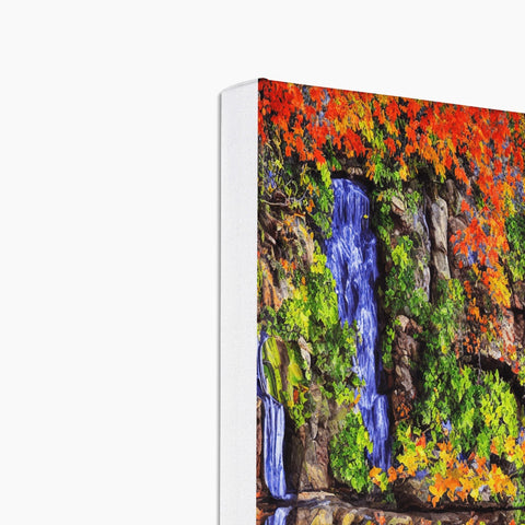 A desktop with a colorful tile wall with mountains, water, trees, and people and