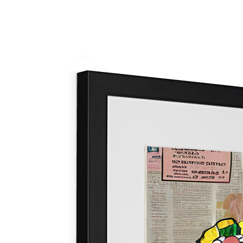 A framed picture is seen in a very interesting frame with a poster.