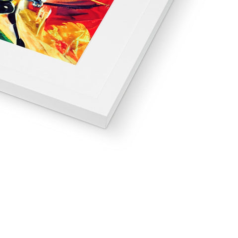 A softcover white photo displayed on a white picture frame.