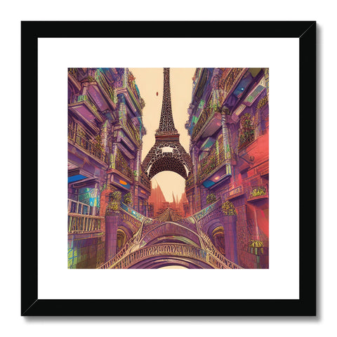 An art print depicting a view of Paris, Paris, and the buildings.
