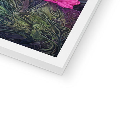 A purple print picture of a leafy green flower on top of an ipad.