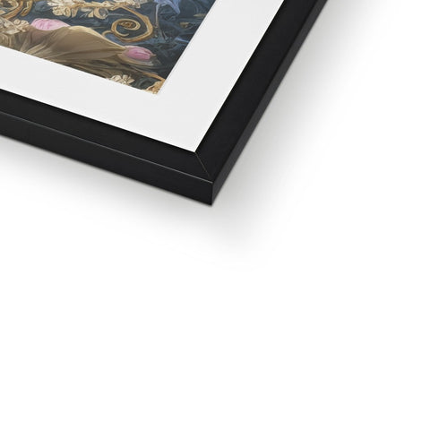 A photo of a close up of a frame that holds a gold framed photograph next to