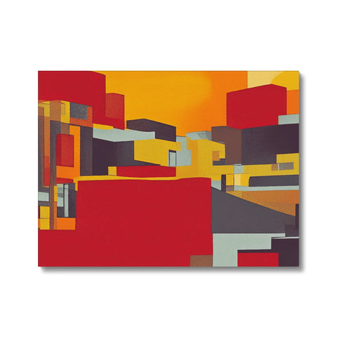 A large painting of a colorful city landscape on ceramic tile