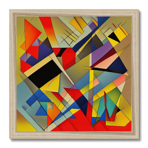This painting is a square sculpture with some geometric designs.