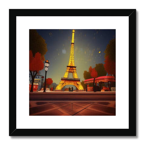 A framed art print of an image of Paris' Temple of Eiffel in the