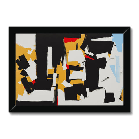 A framed art print on a wall with gold spray and stickers attached to it.
