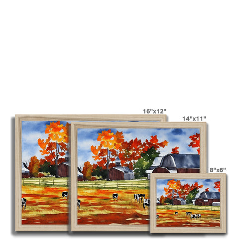 a wooden picture frame with wooden wooden houses and woods holding the farm animals