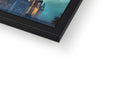 A picture frame with an image of a large picture on it being shown in a dark