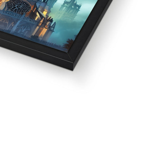 A picture frame with an image of a large picture on it being shown in a dark