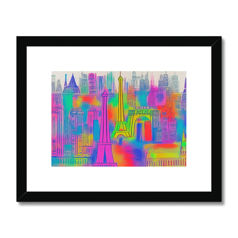 Art print showing the city skyline skyline and the Eiffel Tower in a different light