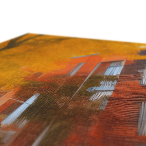 A 3D image of a building sitting next to a pile of glass.